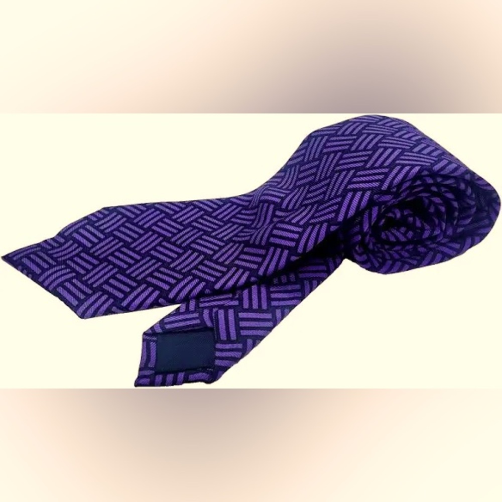 EUC! Paul Stuart Limited Edition Silk Tie Purple & Black Geometric Necktie